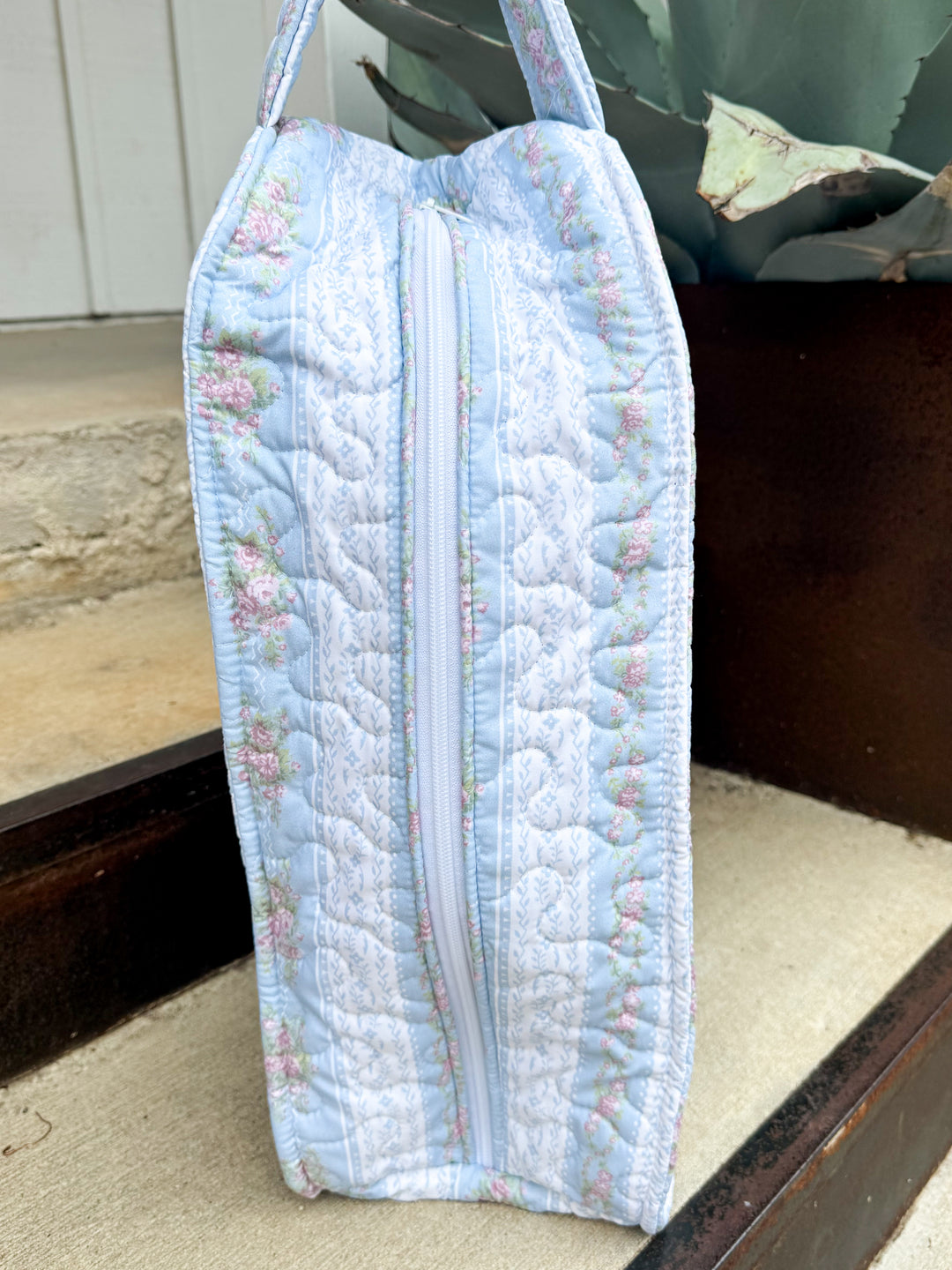 Ida Mae Home Bella Stripe Blue Quilted Tall Boot Bag