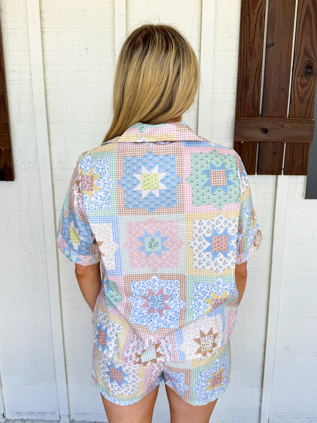 Ida Mae Gwen Patchwork Original Shorty Pajama Set