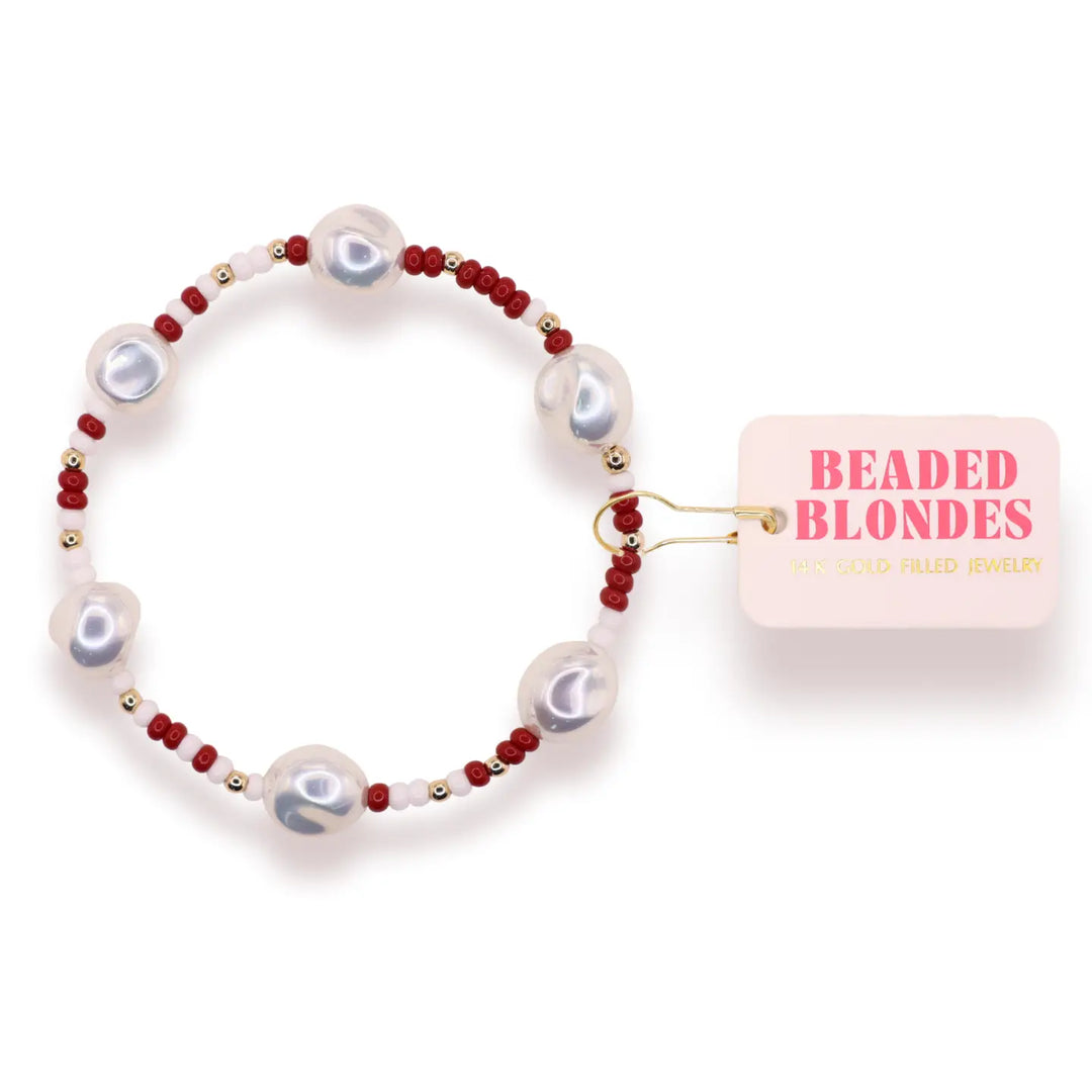 Beaded Blondes Sadie Sprinkle Bracelet - Maroon/White