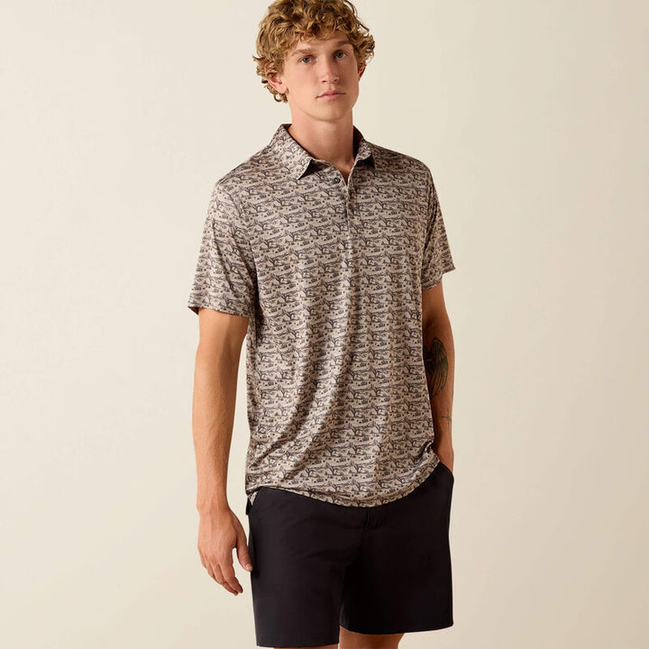 Ariat Men's All Over Print Heathered Fitted Polo