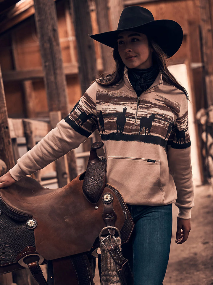 Wrangler Women's Western Quarter Zip Sweatshirt