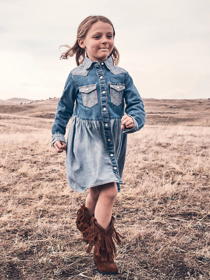 Wrangler Girl's LS Western Denim Dress