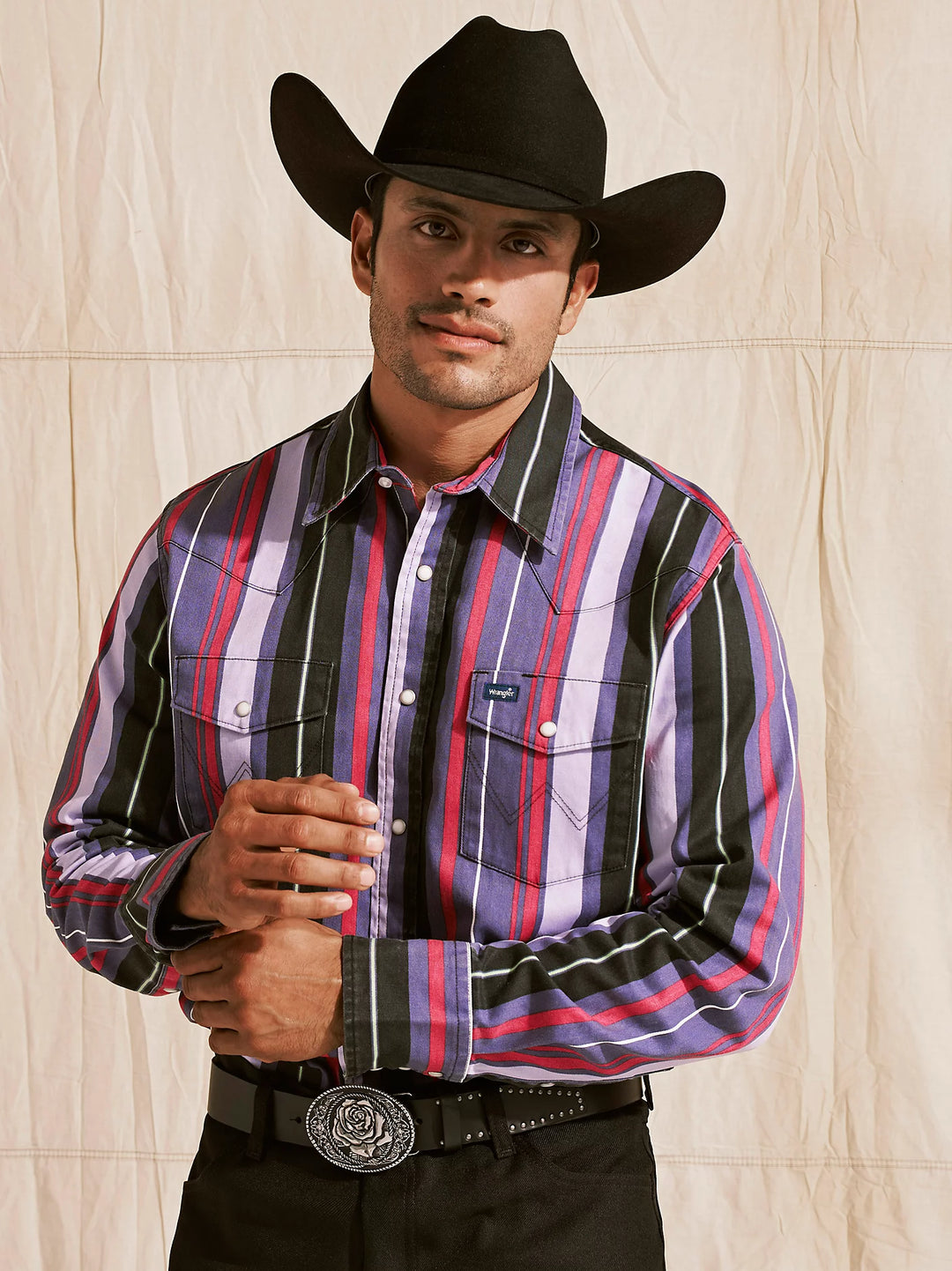 Chemise en flanelle Wrangler multicolore vintage, taille moyenne Wrangler Brushpopper Stripe denim rustique, perles pression sur bouton, cow-boy de rodéo Wrangler, taille M - France Chemise en flanelle Wrangler multicolore vintage, taille moyenne Wrangler Brushpopper Stripe denim rustique, perles pression sur bouton, cow-boy de rodéo Wrangler, taille M - France