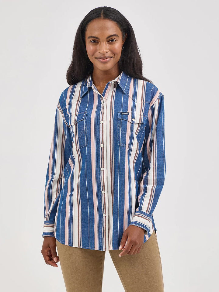 Wrangler Women's Retro Boyfriend Western Shirt