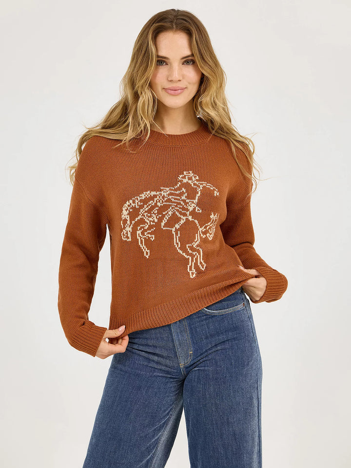 Wrangler Women's Horse Crew Neck Sweater