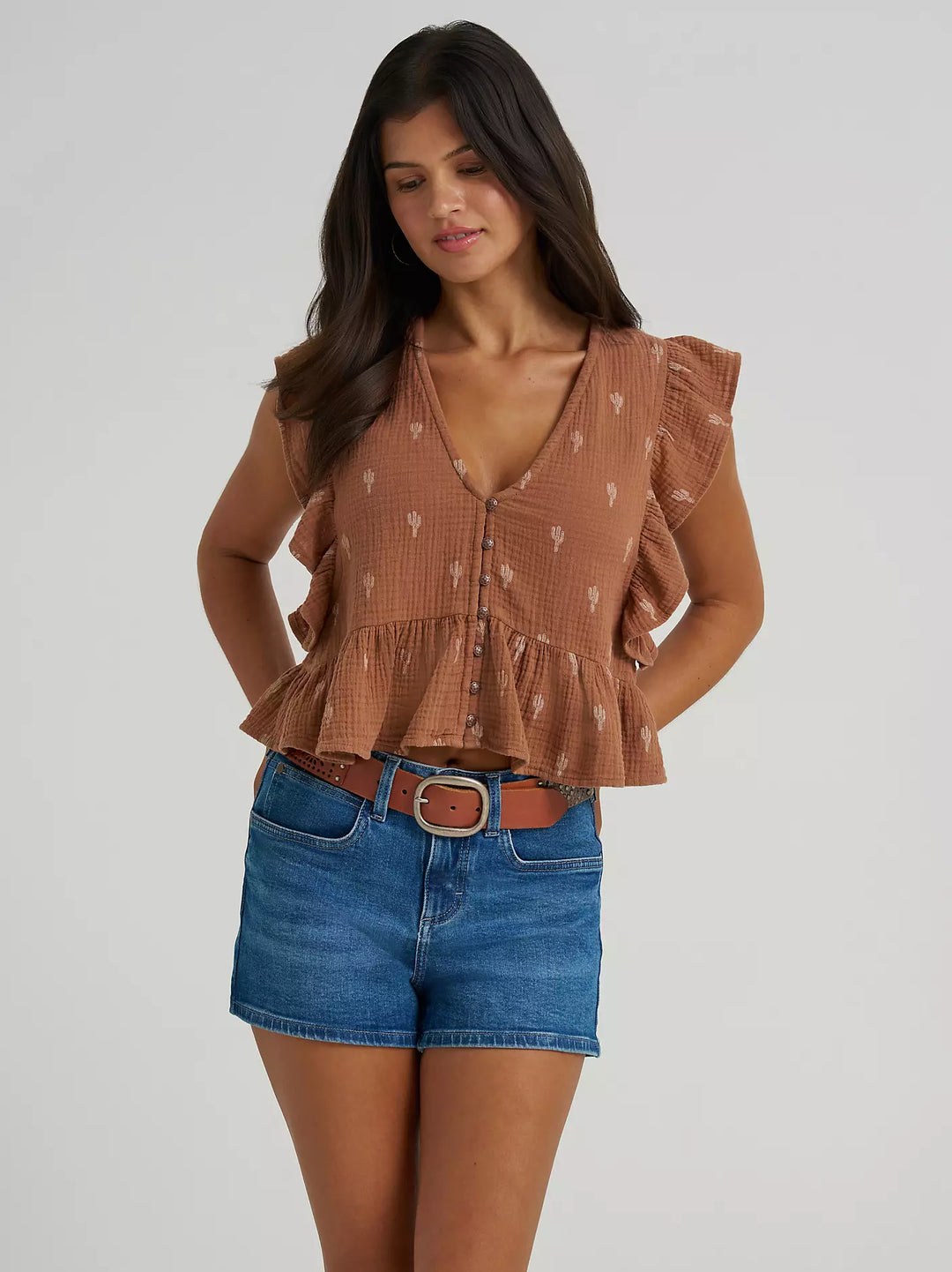 Wrangler Gauzy Flutter Sleeve Blouse