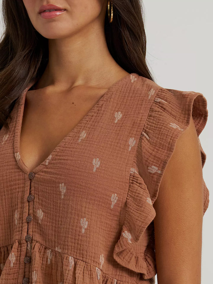 Wrangler Gauzy Flutter Sleeve Blouse