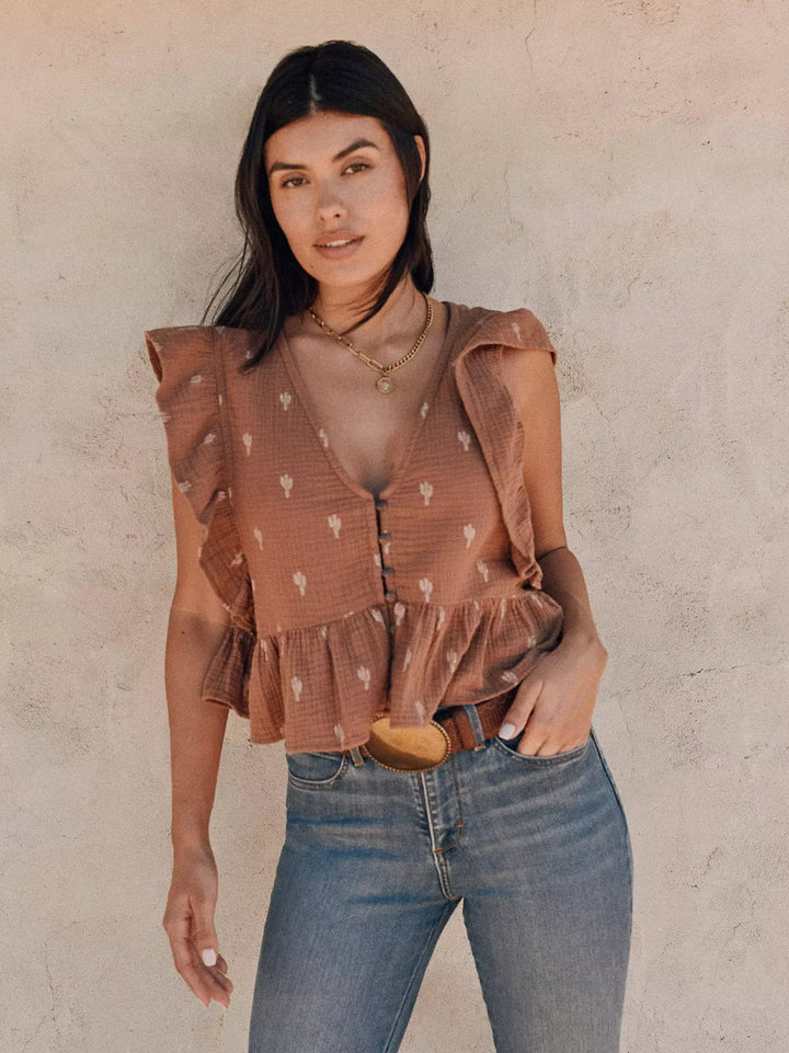 Wrangler Gauzy Flutter Sleeve Blouse