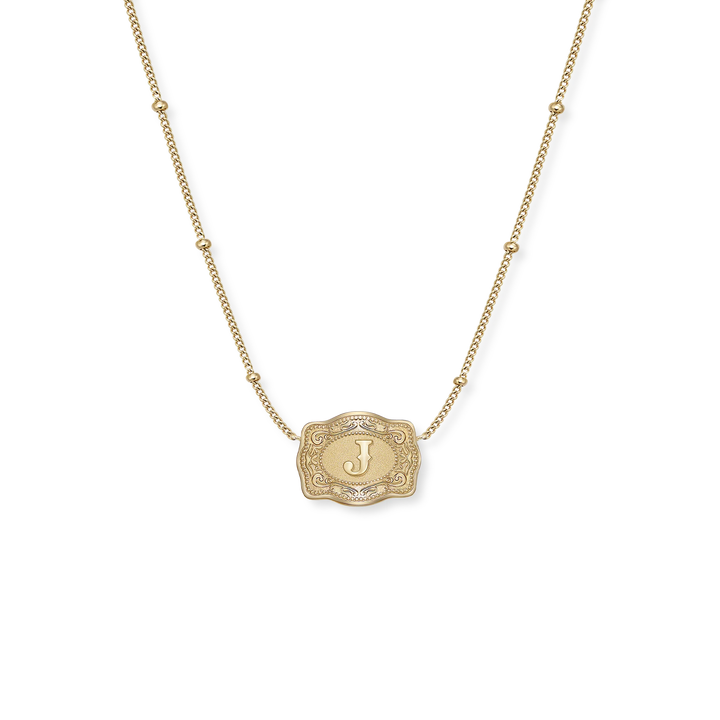 SpurWest Mini Belt Buckle Initial Necklace - Gold