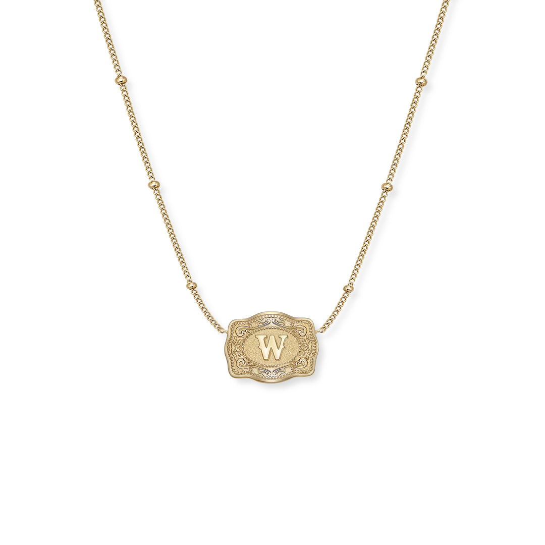 SpurWest Mini Belt Buckle Initial Necklace - Gold