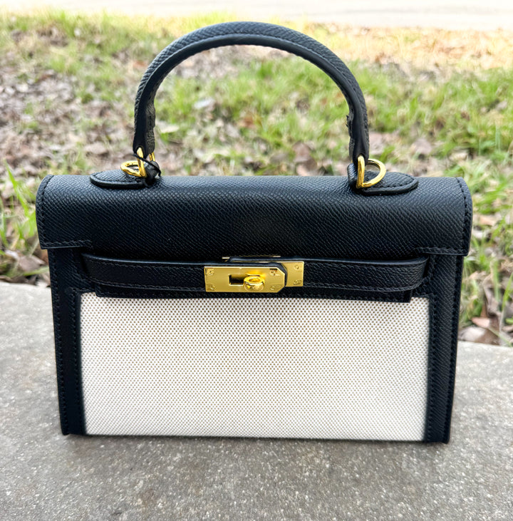 B&C Canvas Leather Top Handle Bag