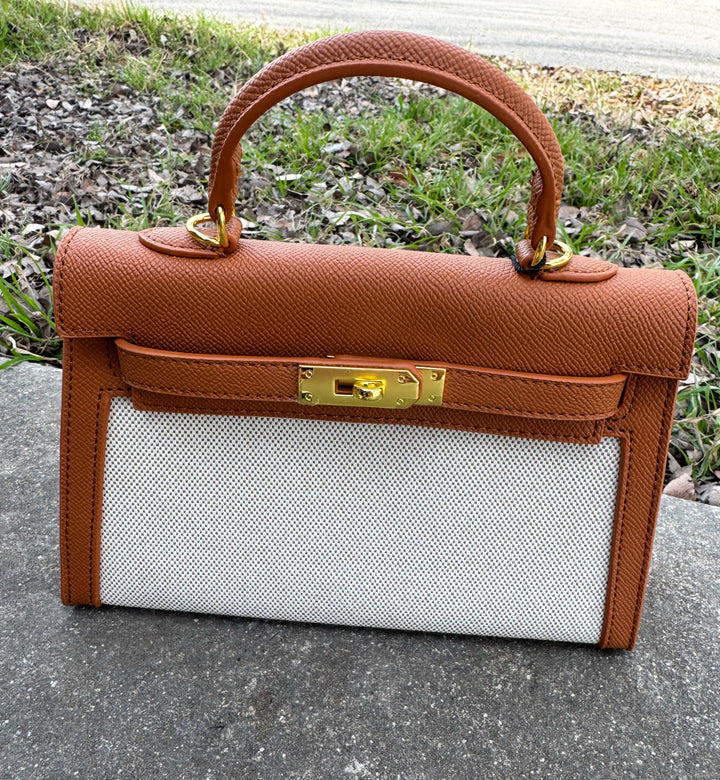 B&C Canvas Leather Top Handle Bag
