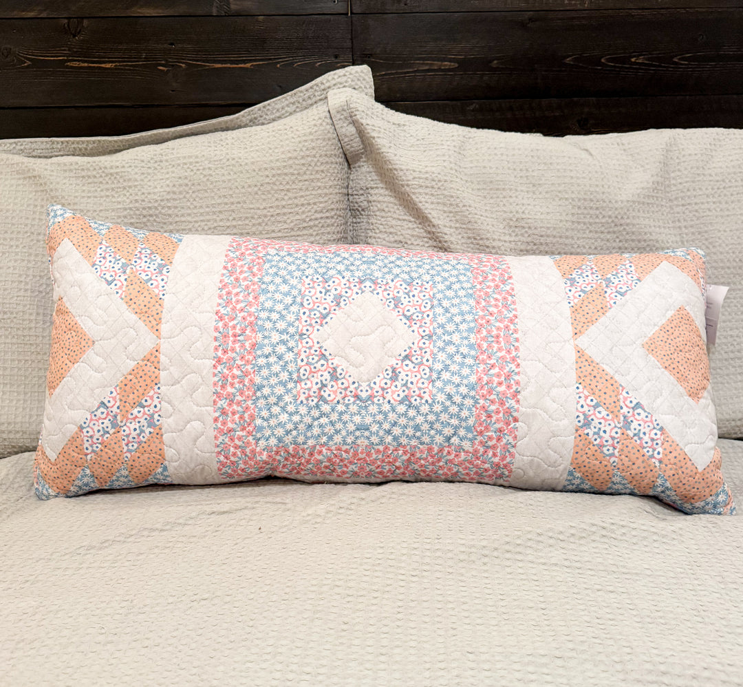 Ida Mae Adeline Patchwork Original 14x33 Quilted Pillow