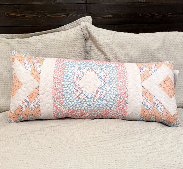 Ida Mae Adeline Patchwork Original 14x33 Quilted Pillow