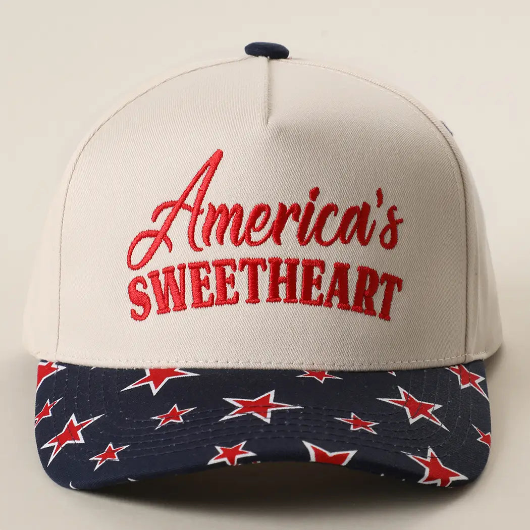 America's Sweetheart Embroidered Star Brim Trucker Hat