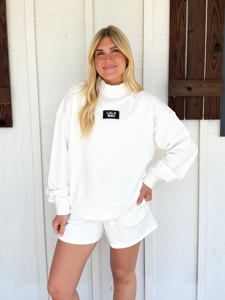 Lulu Mac Terry Mockneck Top - White