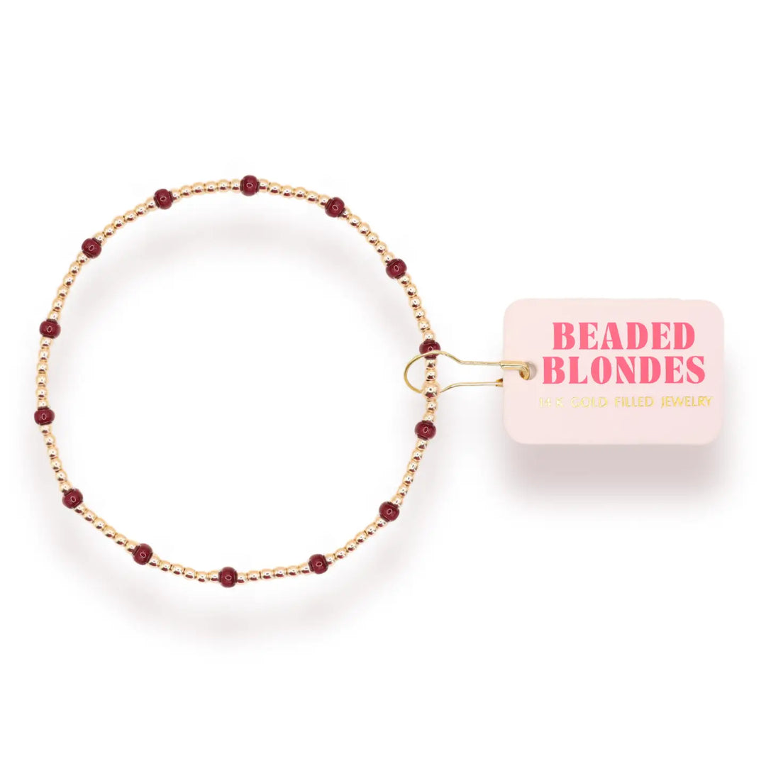 Beaded Blondes Maroon Dainty Poppi Bracelet
