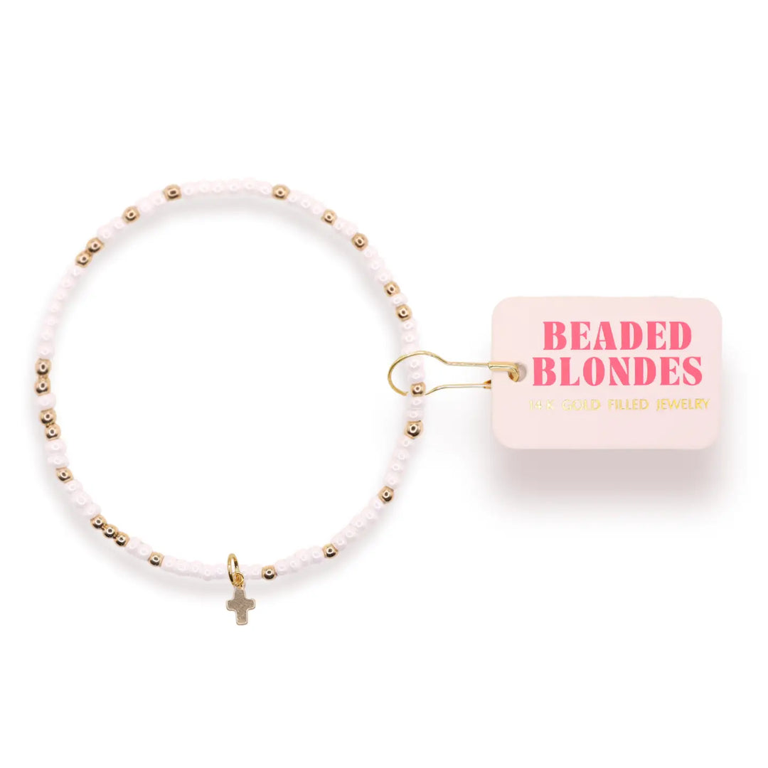 Beaded Blondes Mini Cross Charm Bracelet