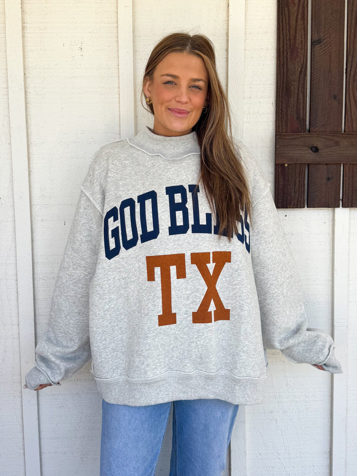 The God Bless Texas Mockneck Sweatshirt