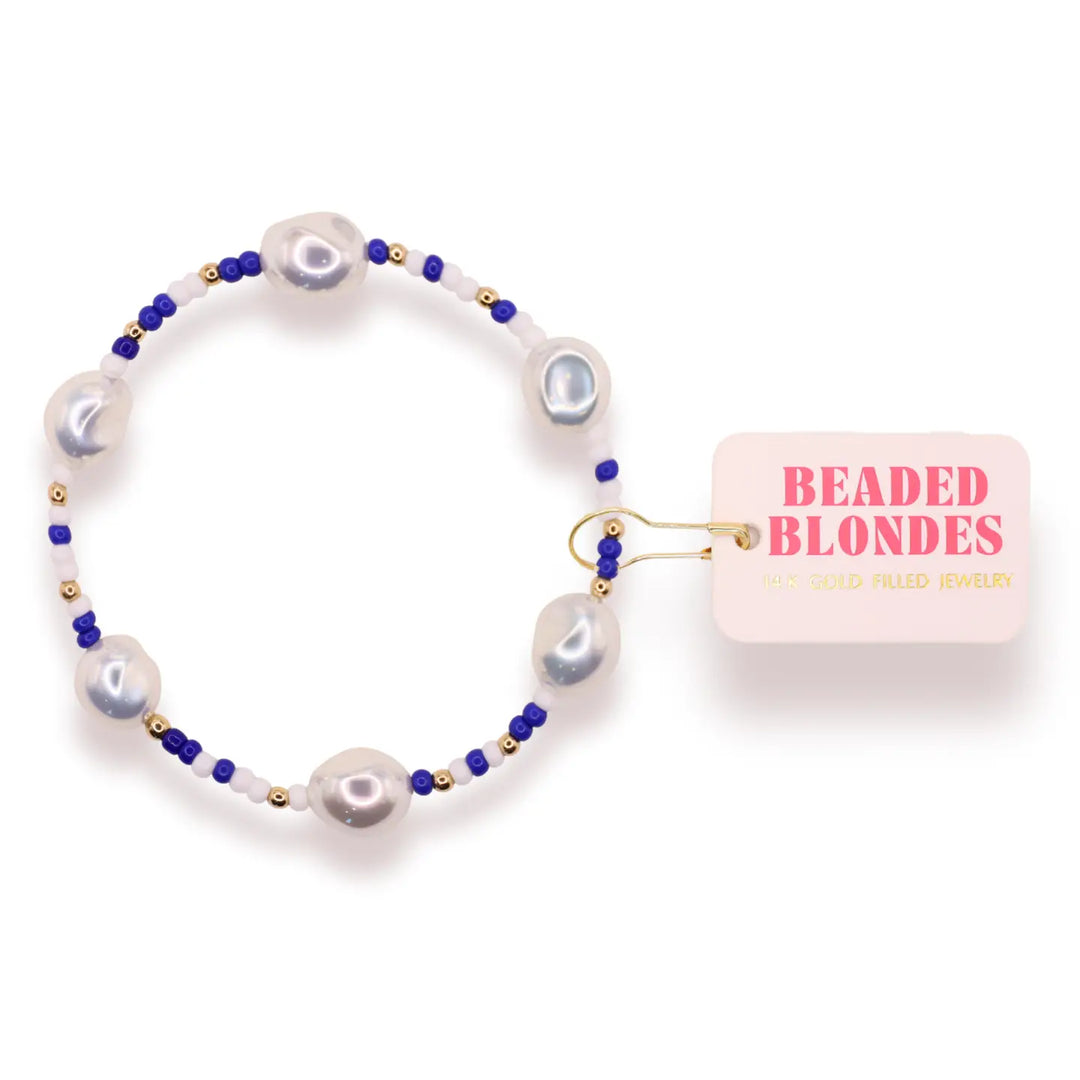 Beaded Blondes Sadie Sprinkle Bracelet - Cobalt/White