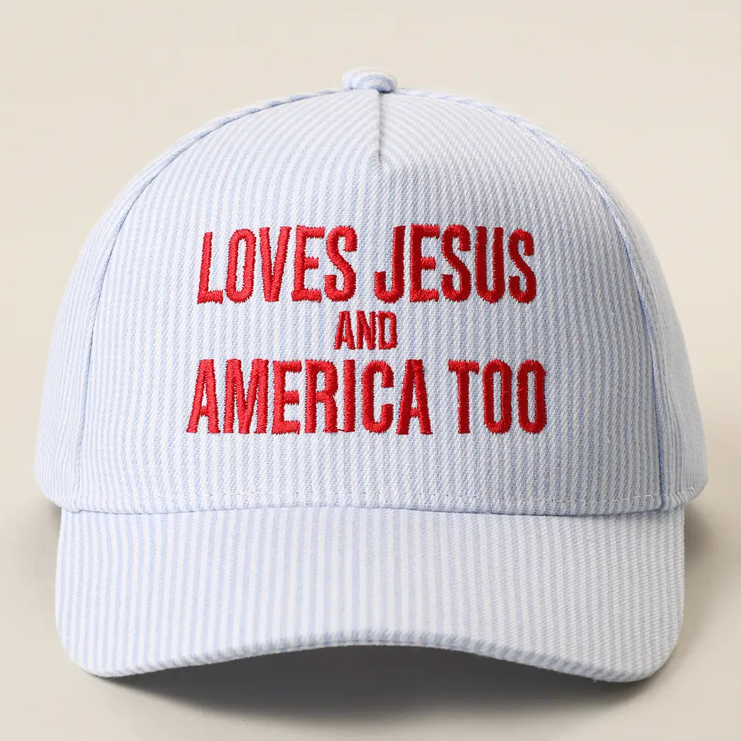 Loves Jesus and America Too Embroidered Hat
