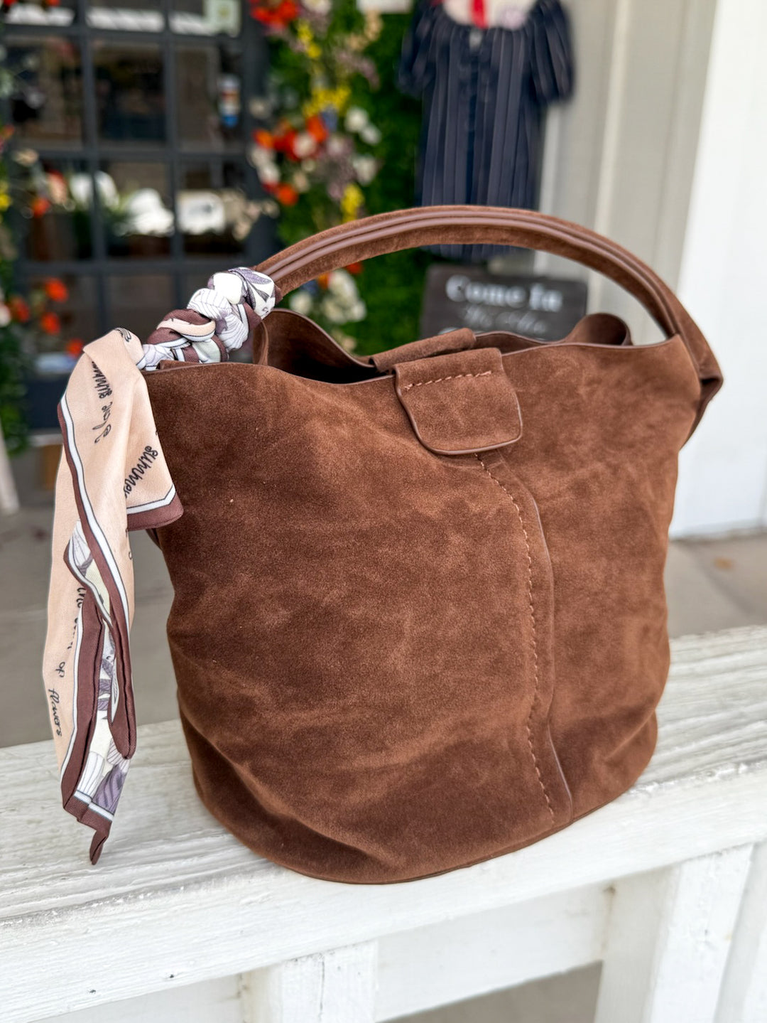 B&C Small Suede Bucket Bag