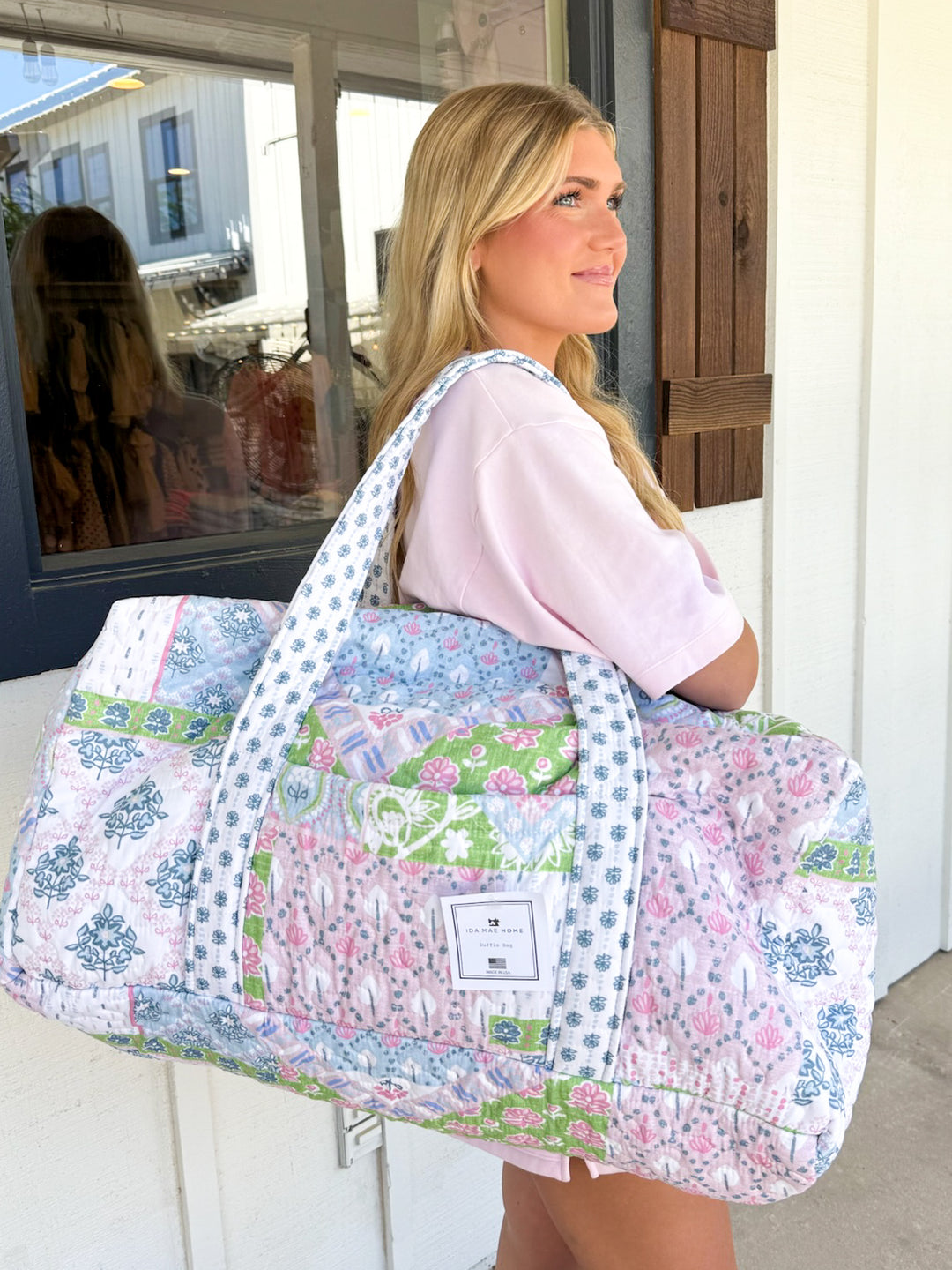Ida Mae Home Laramie Patchwork Pastel Quilted Duffle Bag