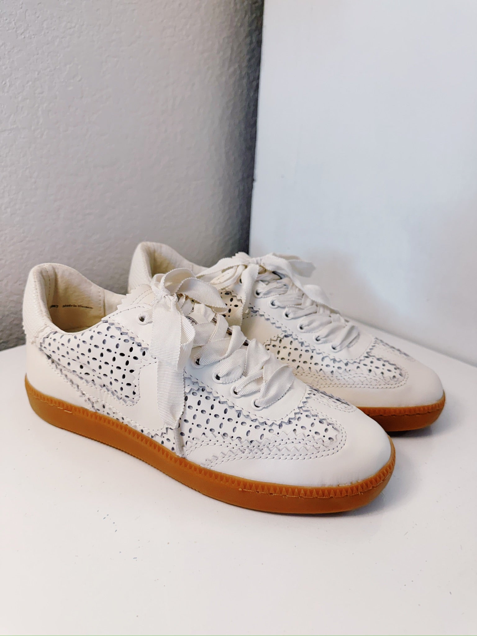 Dolce Vita Notice Eyelet Perf Sneakers - White Leather