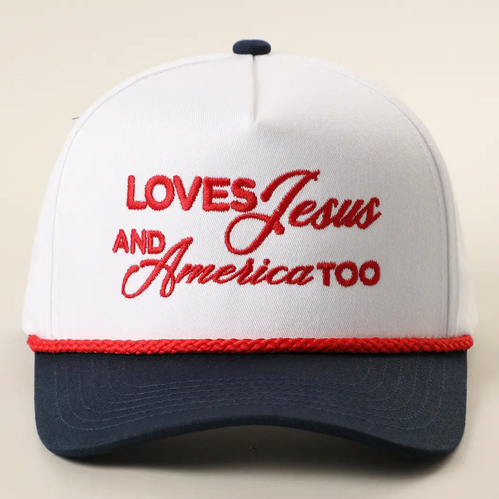 Loves Jesus and America Too Embroidered Hat