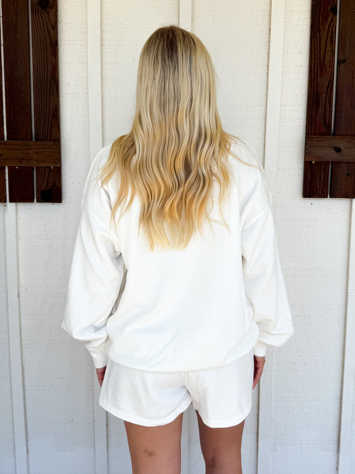 Lulu Mac Terry Mockneck Top - White