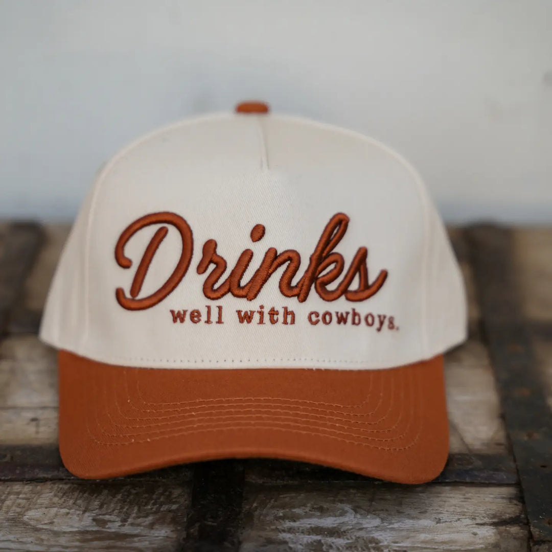 Drinks Well With Cowboys Canvas Cap
