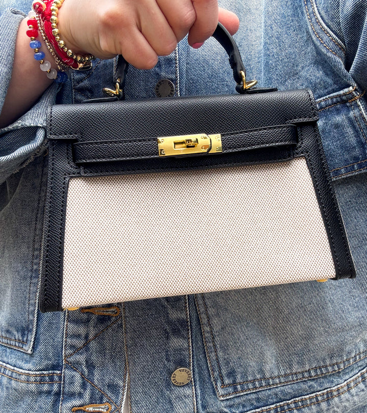 B&C Canvas Leather Top Handle Bag