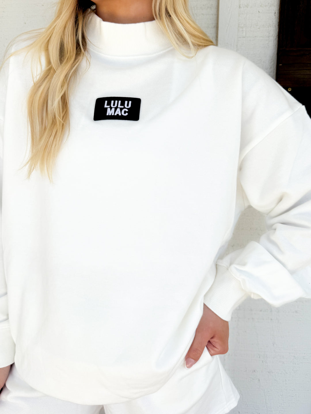 Lulu Mac Terry Mockneck Top - White