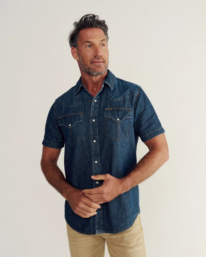 Men's Tecovas Denim Pearl Snap SS Shirt