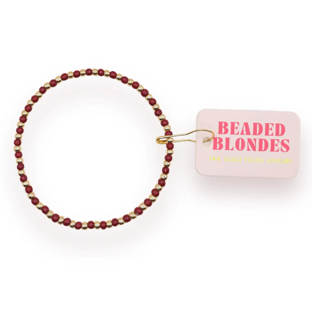 Beaded Blondes Demi Bracelet - Maroon