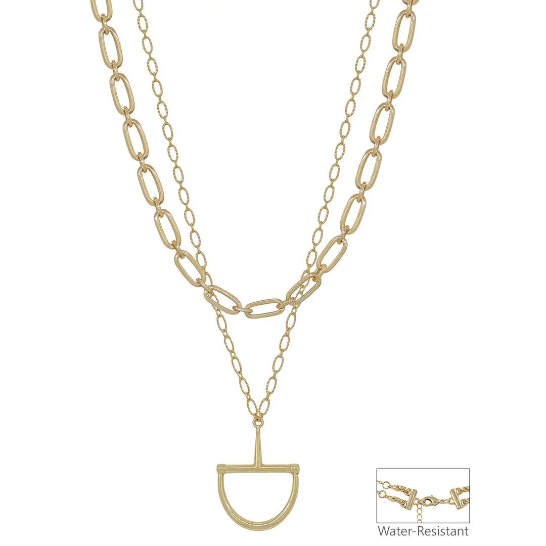 Gold Chain with Horsebit Charm Necklace