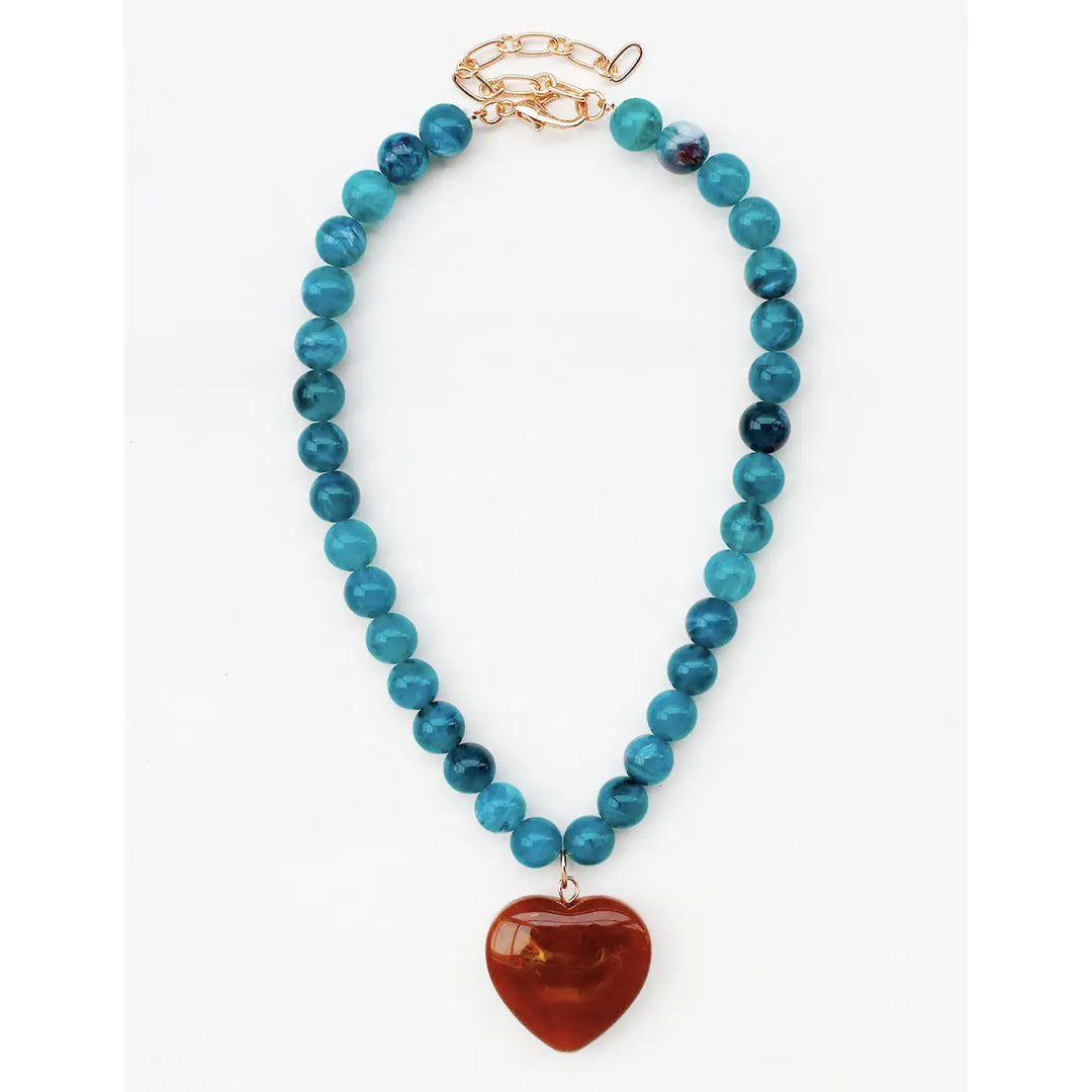 Beaded Stone Heart Necklace