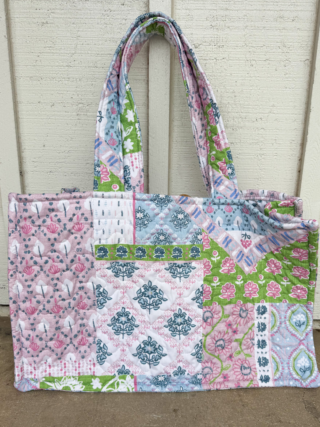 Ida Mae Home Laramie Patchwork Pastel Quilted Tote Bag