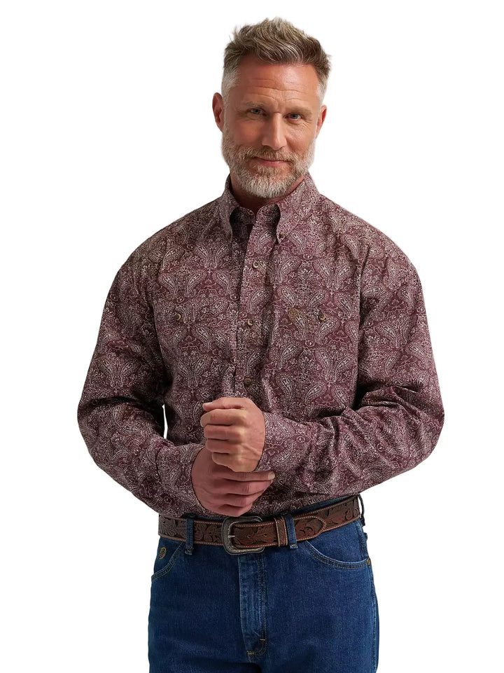 Wrangler Men's George Strait Two Pocket LS Stretch Shirt