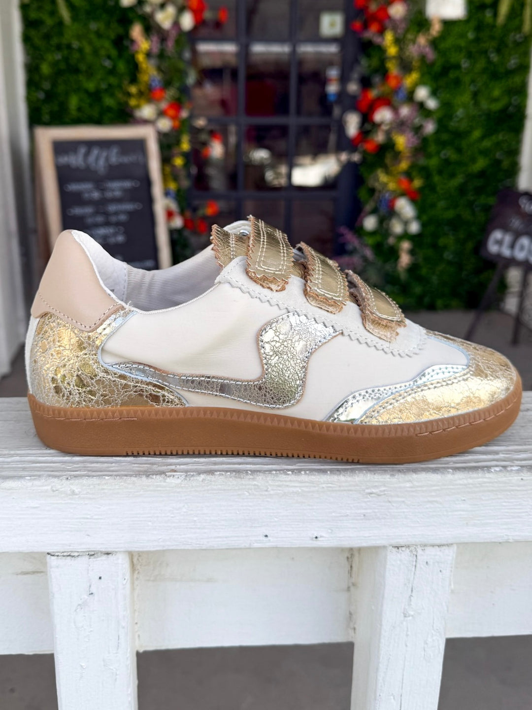 Dolce Vita Notice Velcro Sneakers - Silver/Gold Leather