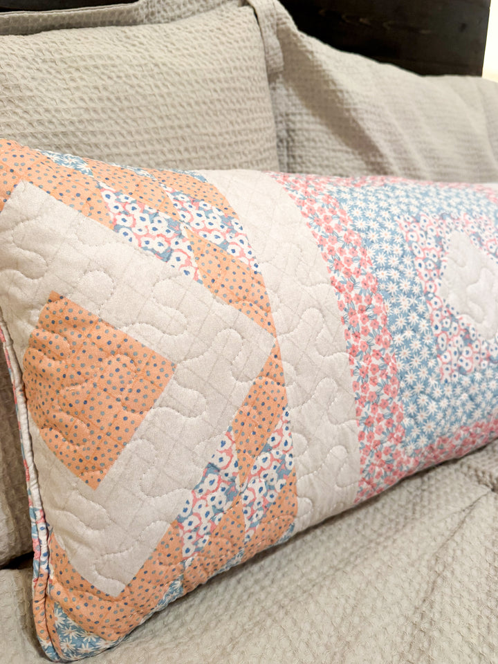 Ida Mae Adeline Patchwork Original 14x33 Quilted Pillow