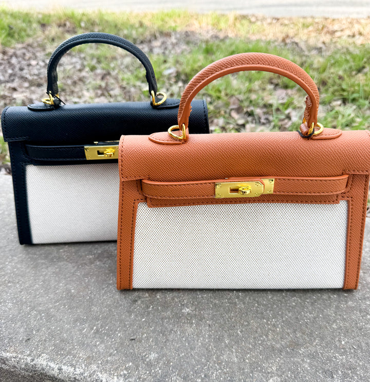 B&C Canvas Leather Top Handle Bag