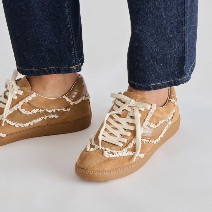 Dolce Vita Notice Lace Sneakers - Lt Brown Suede