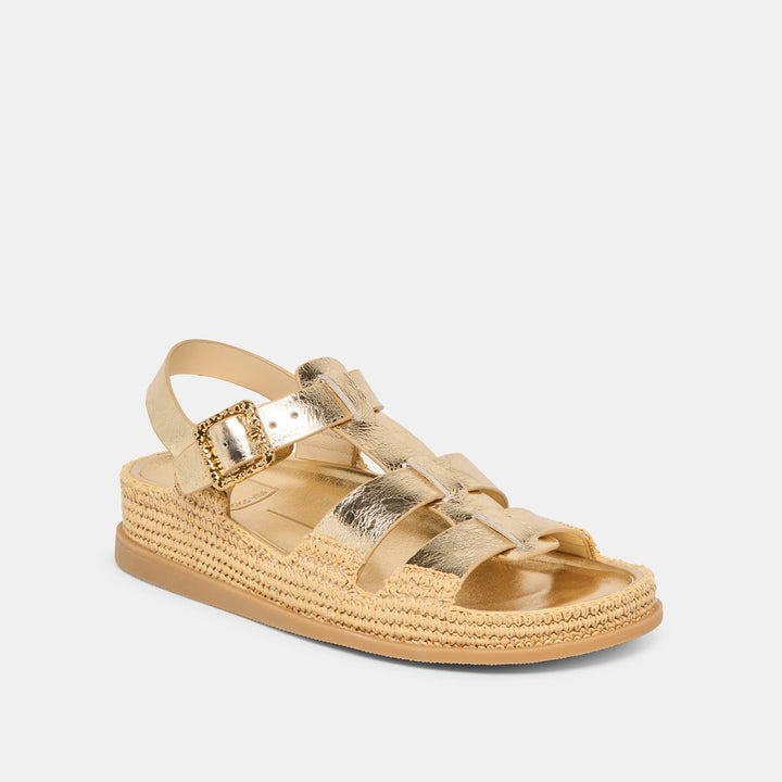 Dolce Vita Shenna Sandals - Gold Distressed Leather