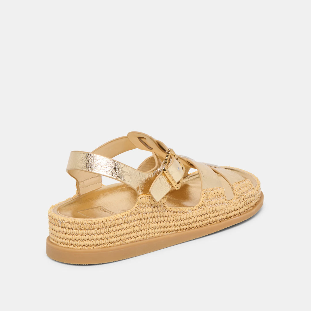 Dolce Vita Shenna Sandals - Gold Distressed Leather