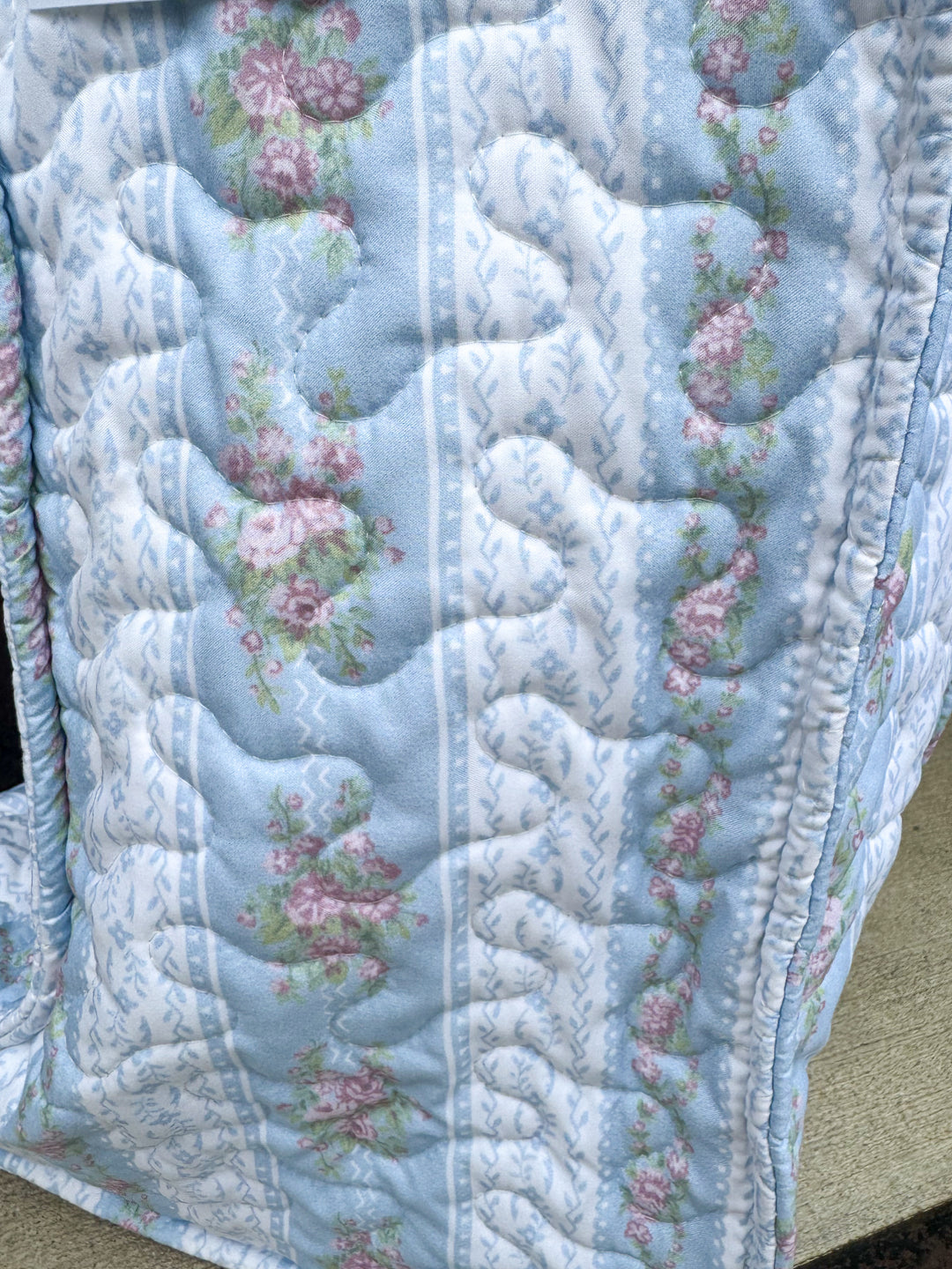 Ida Mae Home Bella Stripe Blue Quilted Tall Boot Bag