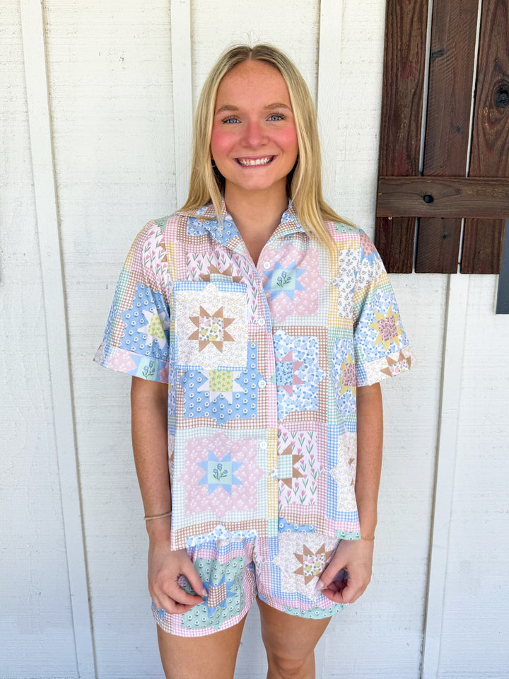 Ida Mae Gwen Patchwork Original Shorty Pajama Set