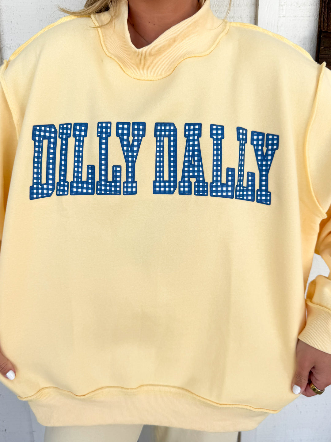 The Dilly Dally Gingham Sweatshirt