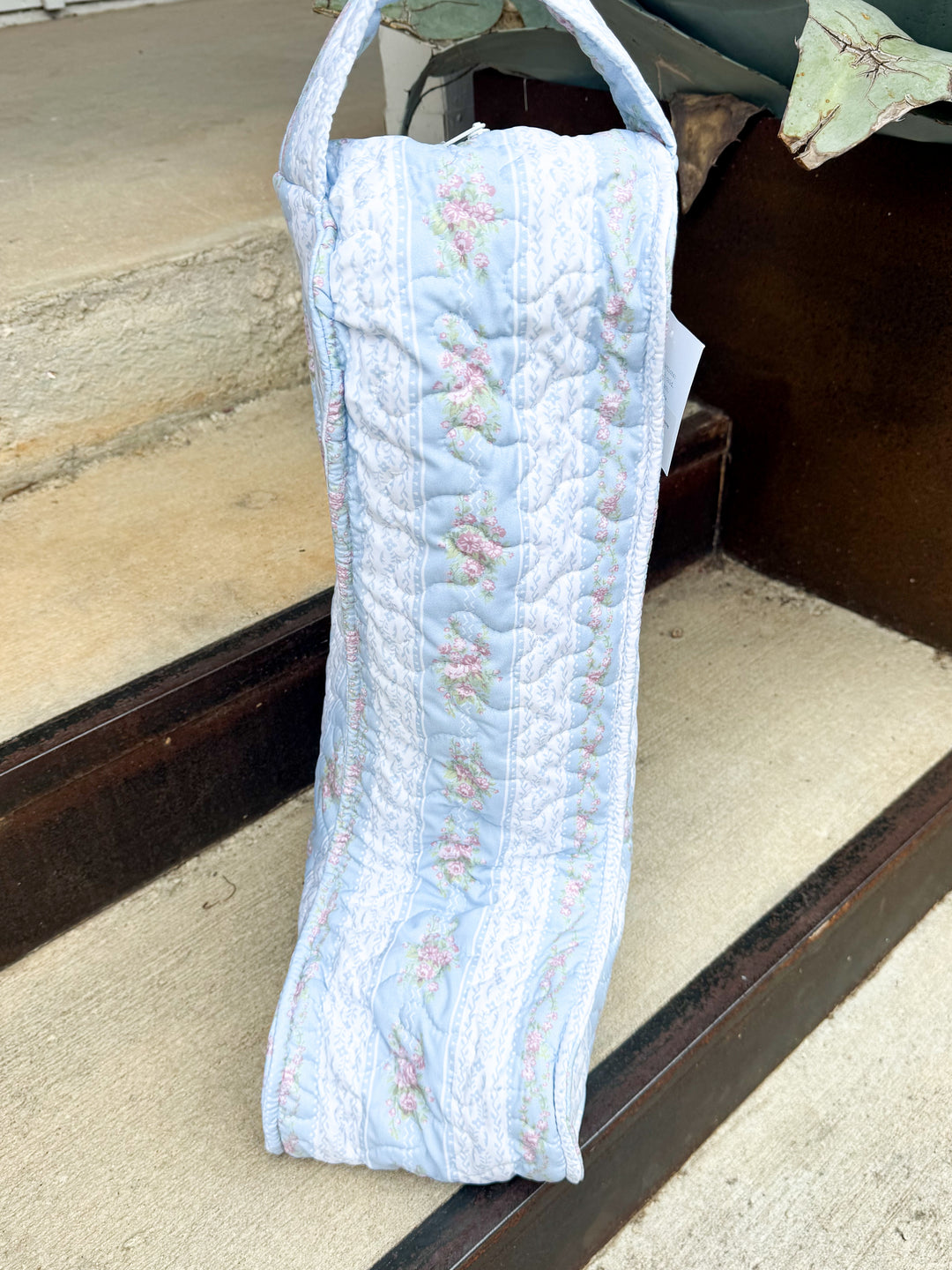 Ida Mae Home Bella Stripe Blue Quilted Tall Boot Bag