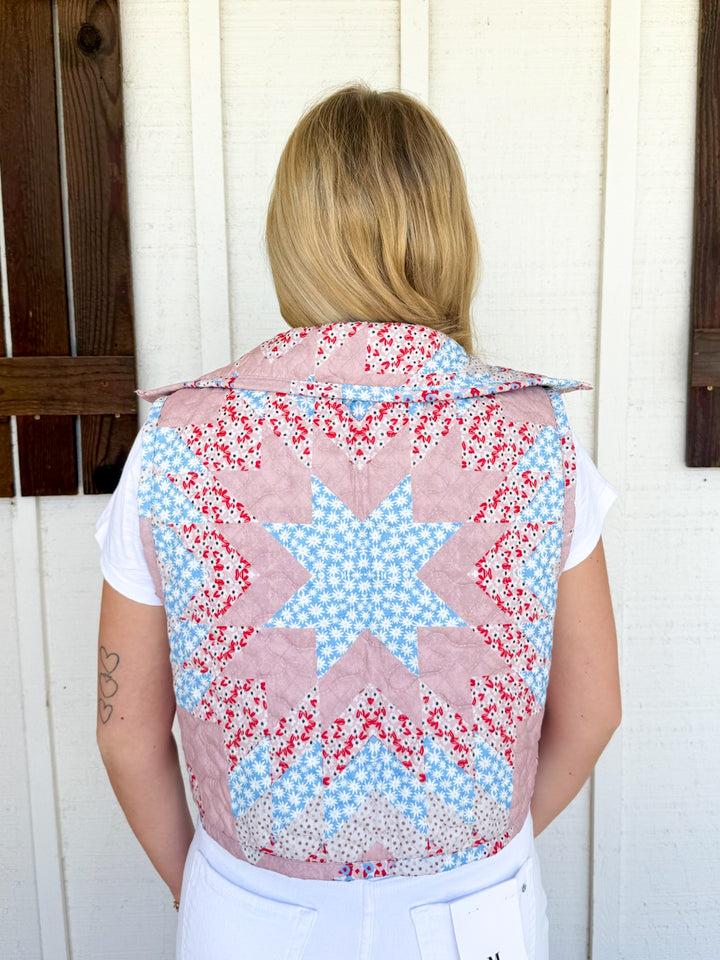 Ida Mae Home Adeline Patchwork Rose Quilted Cate Vest